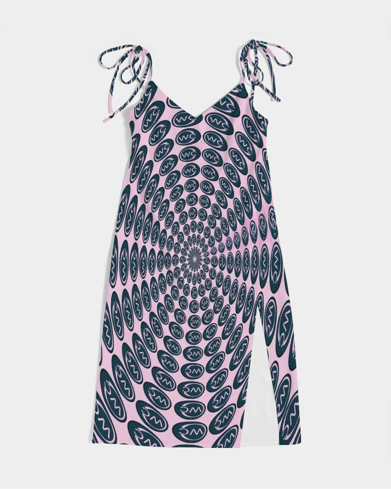 VORTEX PINK Women's Tie Strap Split Dress