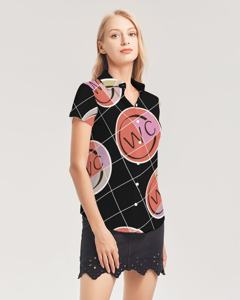 Puzzle Women's Short Sleeve Button Up