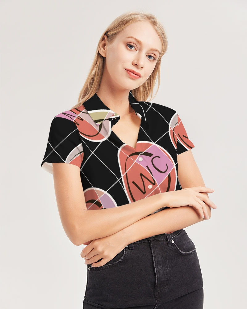 Puzzle Women's Short Sleeve Button Up