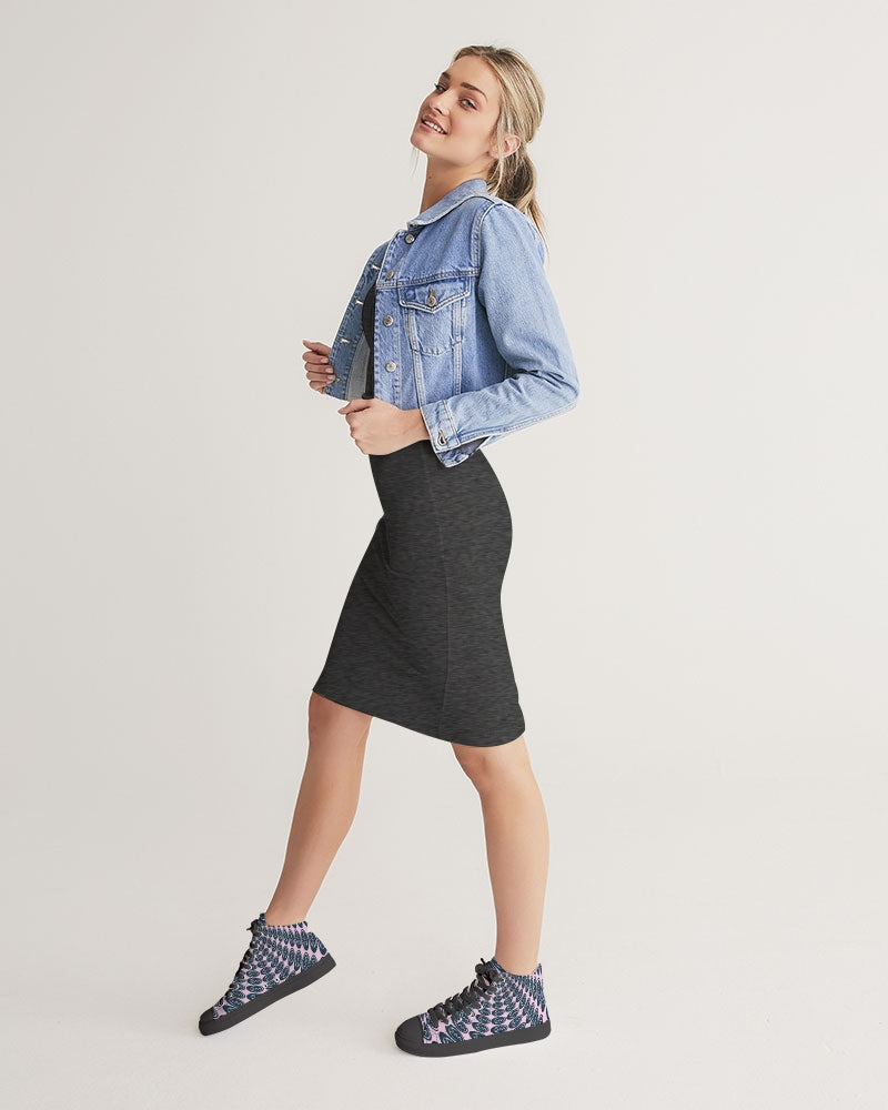 VORTEX PINK Women's Hightop Canvas Shoe - Black